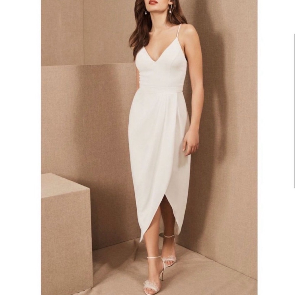 BHLDN Ivory V-Neck Midi Dress